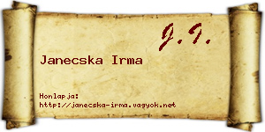 Janecska Irma névjegykártya